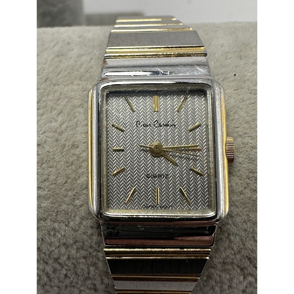 Pierre Cardin‎ Ladies Tank Watch New Battery 18MM 7" Two Tone L66